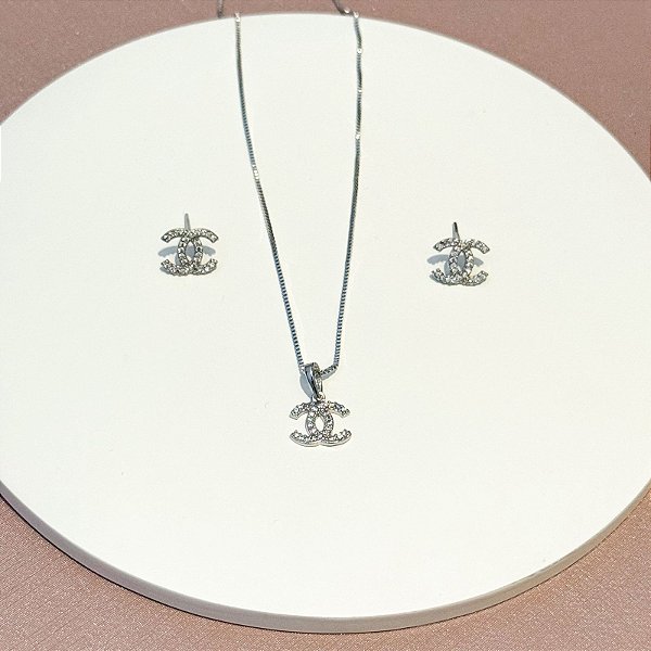CONJUNTO BRINCO E COLAR LUXO ALTA JOALHERIA