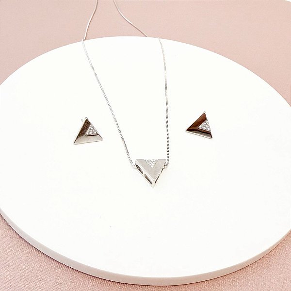 CONJUNTO BRINCO COLAR INSP VIVARA LISO