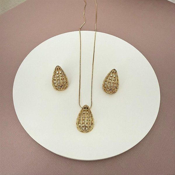 CONJUNTO GOTA GLOBO VAZADA GOLD