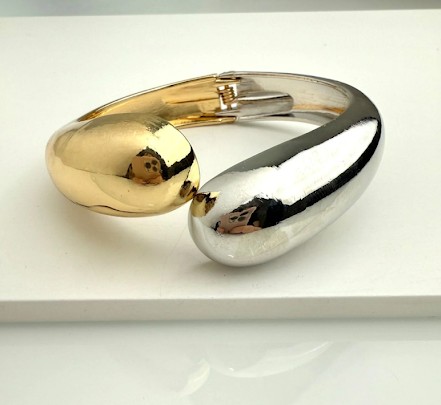 BRACELETE BOTEGA OVAL DOIS BANHOS ARO FINO E GROSS