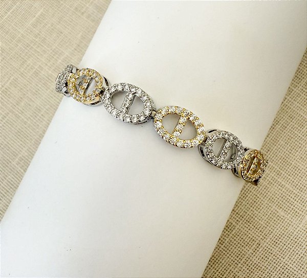 PULSEIRA ELOS CRAVEJADA COM EXTENSOR - 2 BANHOS