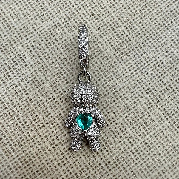 PINGENTE MENIN CRAVEJADO DIAMOND VERDE AGUA - M