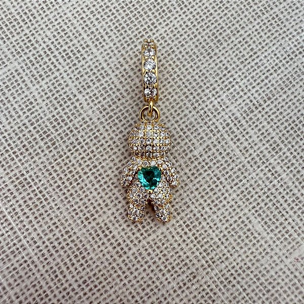 PINGENTE MENIN CRAVEJADO GOLD VERDE AGUA - M