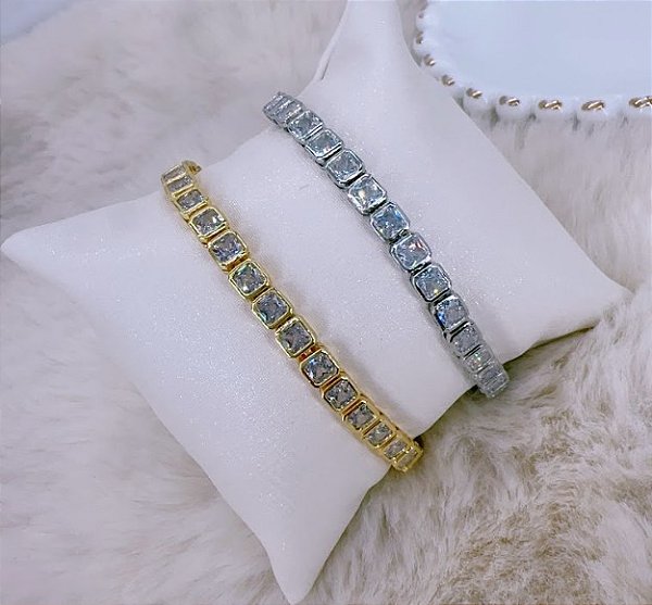 PULSEIRA RIVIERA RÓDIO CRISTAIS RETANGULO
