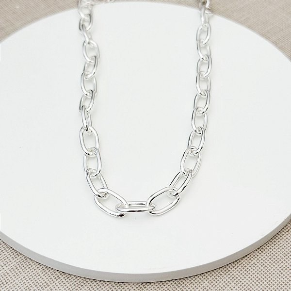 CHOKER ELOS OVAIS PRATA 40CM + 10CM DE EXTENSOR