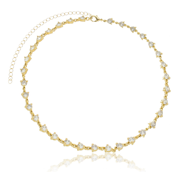 COLAR CHOKER RIVIERA 3 PONTOS CRISTAL CELEBRAR