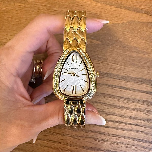 RELÓGIO FEMININO COBRA DOURADO LUXO