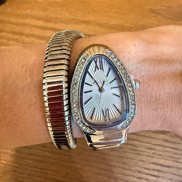 RELÓGIO LUXO COBRA ENROLAR NO BRAÇO PRATA