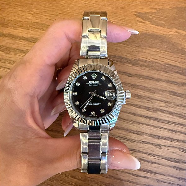 RELÓGIO LUXO FEMININO PRATA BLACK 31MM