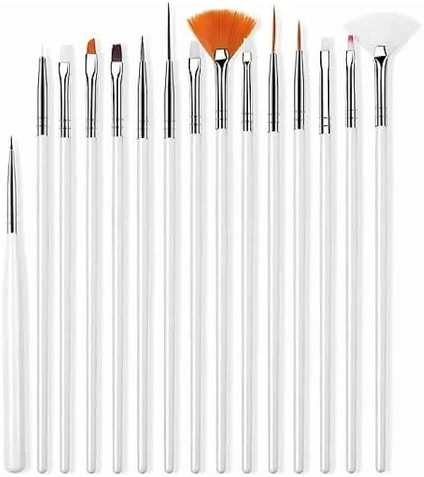 KIT COM 15 PINCEIS DE DECORAÇÕES DE UNHAS