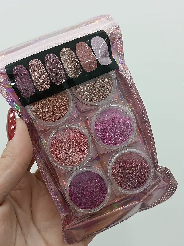 KIT COM 6 BRILHOS ROSAS