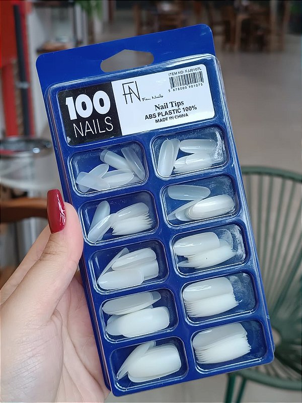 UNHA POSTIÇA ALMOND LEITOSA 100UND FAN NAILS