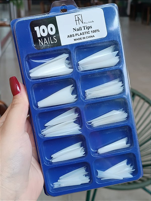TIP STILETO LEITOSA LONGA 100UND FAN NAILS
