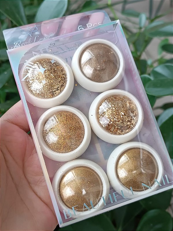 KIT COM 6 DECORAÇÕES DE LUXO- DOURADA