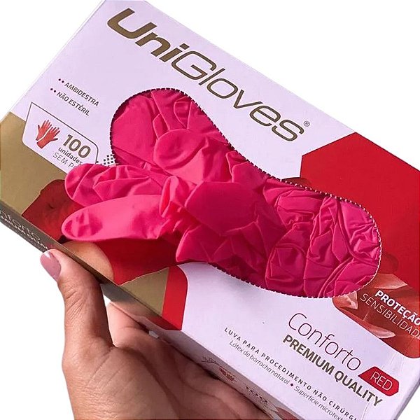 CAIXA DE LUVA COM PÓ CEREJA (RED) P UNIGLOVES