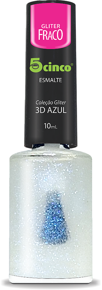 ESMALTE CINCO 10ML GLITTER FRACO 3D AZUL
