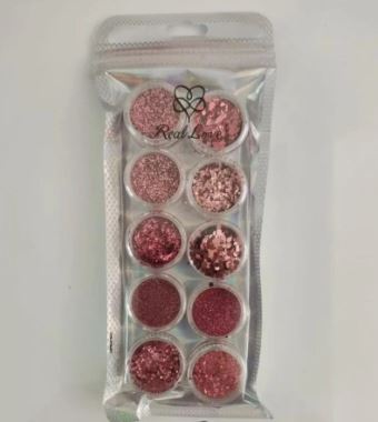 KIT COM 10 BRILHOS VARIADOS ROSA REAL LOVE