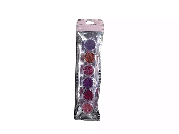 KIT 5 GLITTER E 1 FOLHA DE OURO COLORIDA SORTIDO