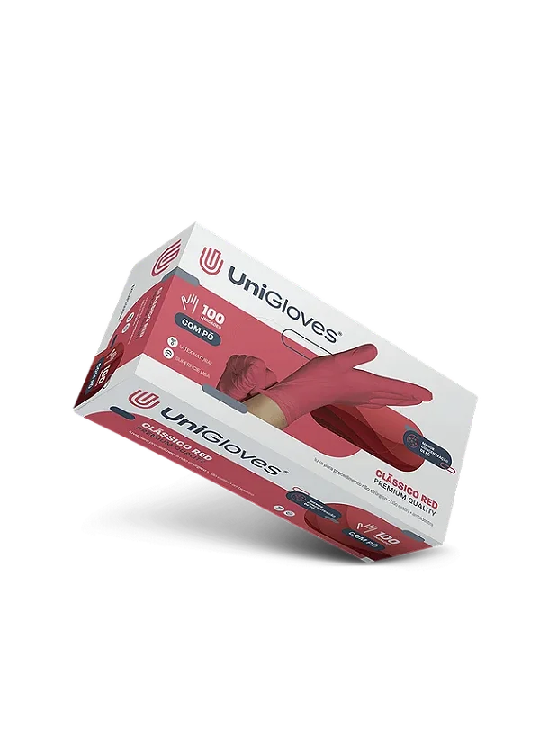 CAIXA DE LUVA COM PÓ CEREJA (RED) EP UNIGLOVES