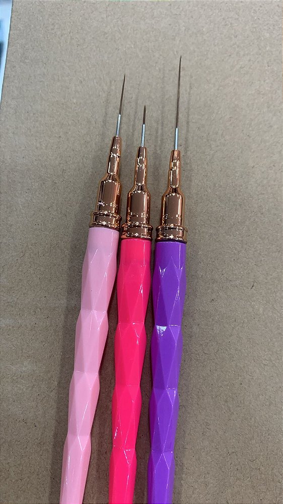 KIT 3 PINCEIS FINOS PARA NAIL ART