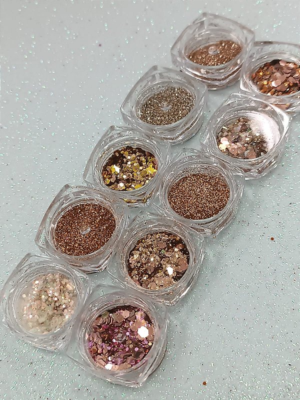 KIT 10 GLITTER COBRE VARIADO