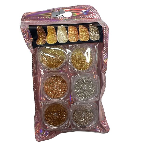KIT COM 6 DECORAÇÕES DOURADOS