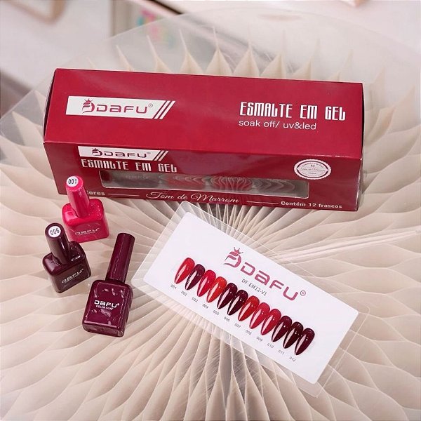 KIT 12 ESMALTES TONS DE VERMELHO DAFU