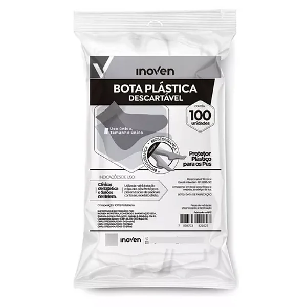 BOTA PLASTICA DESCARTAVEL 100UND INOVEN