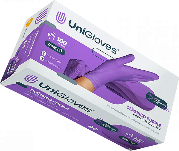 CAIXA DE LUVA COM PÓ PURPLE (ROXA) P UNIGLOVES
