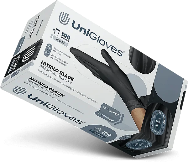 CAIXA DE LUVA COM PÓ LATEX BLACK M UNIGLOVES