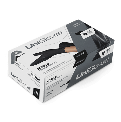 CAIXA DE LUVA SEM PÓ M BLACK NITRILICA UNIGLOVES