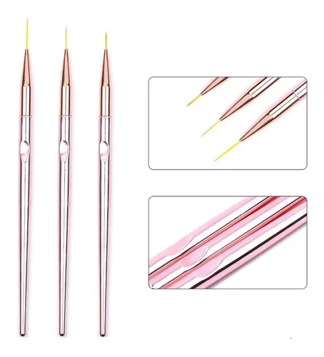 Kit 3 Pincel Ultra Fino Gold Rose