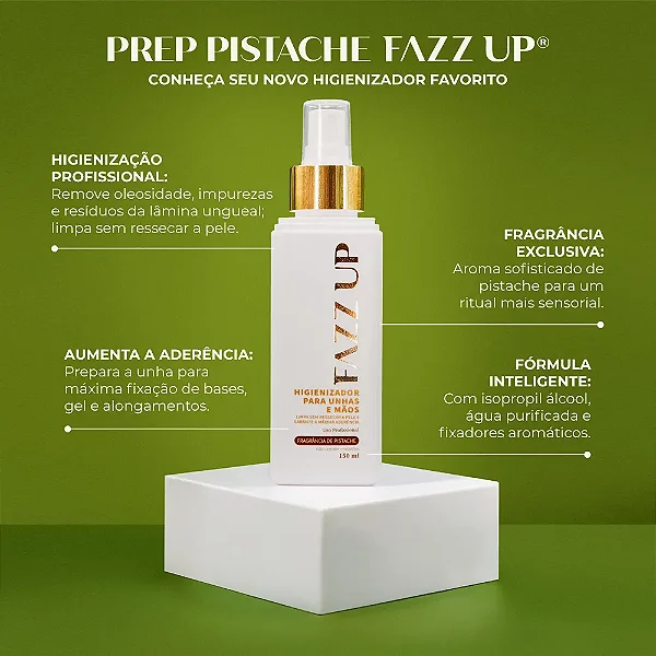 HIGIENIZADOR PARA UNHAS FRAGRANCIA PISTACHE - FAZZUP 150ML