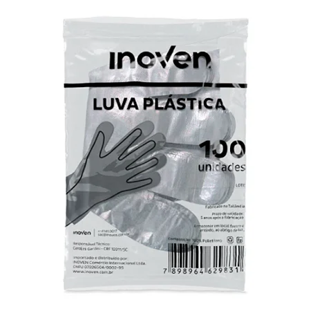 LUVA PLASTICA DESCARTAVEL 100UND INOVEN
