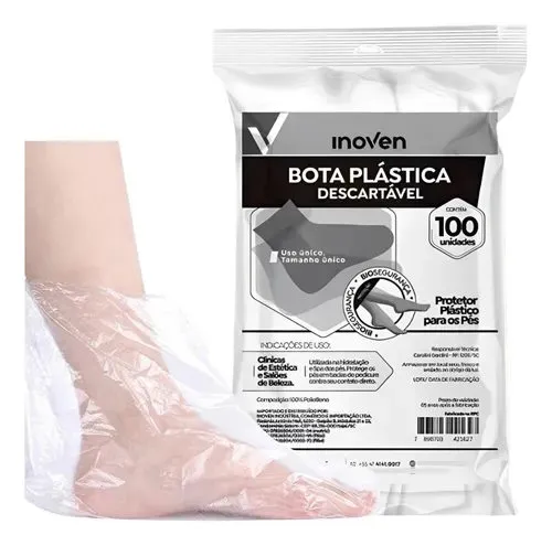 BOTA PLASTICA DESCARTAVEL 100UND INOVEN