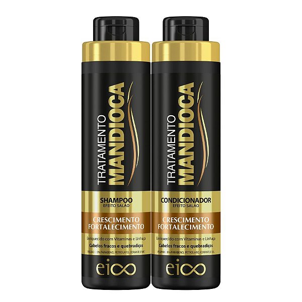 Kit Eico Mandioca Shampoo Sem Sal 800ml + Condicionador Leave-In 750ml