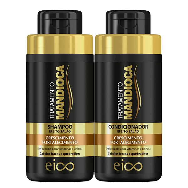 Kit Eico Mandioca Shampoo Sem Sal 450ml + Condicionador Leave-In 400ml