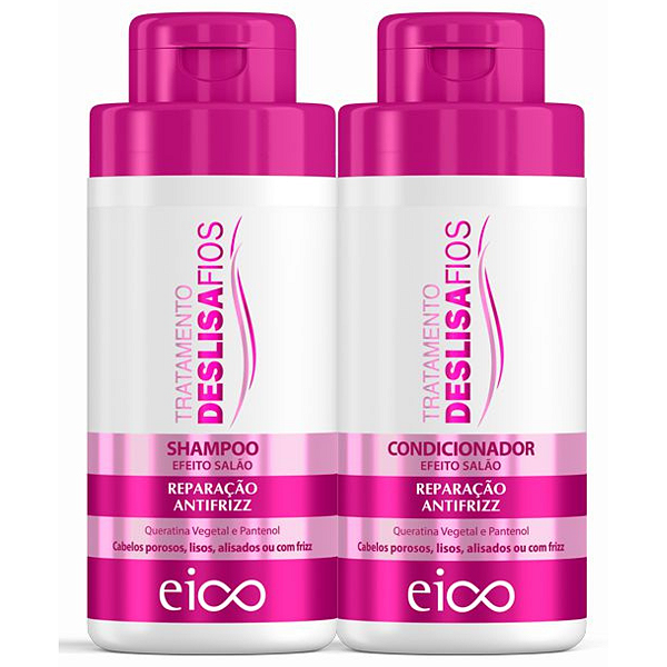 Kit Eico Deslisa Fios Shampoo 450ml + Condicionador 400ml Tratamento Antifrizz