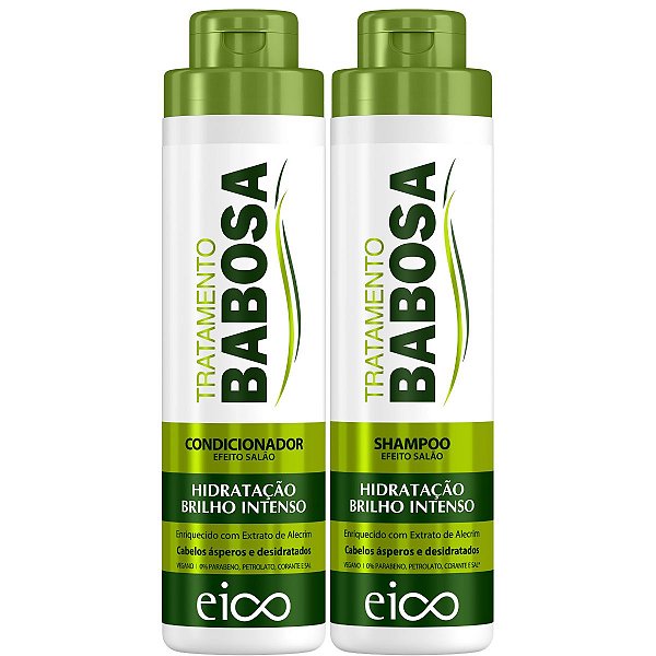 Kit Eico Babosa Aloe Vera Shampoo Sem Sal 800ml + Condicionador Leave-In 750ml