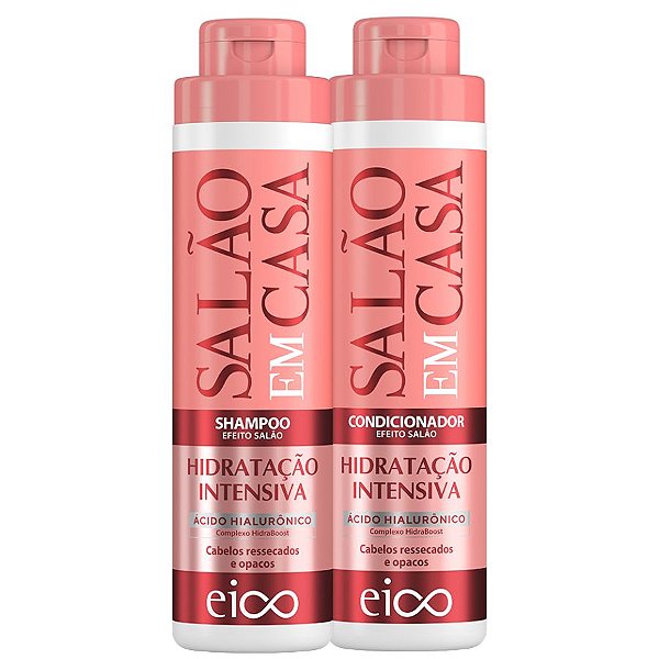 Kit Eico Salão em Casa Hidratação Intensiva Shampoo 800ml + Condicionador 750ml Ácido Hialurônico