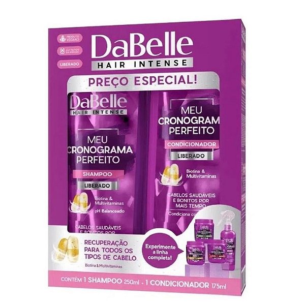 Dabelle Shampoo Biotina 250ml + Condicionador Multivitaminas 175ml Meu Cronograma Perfeito