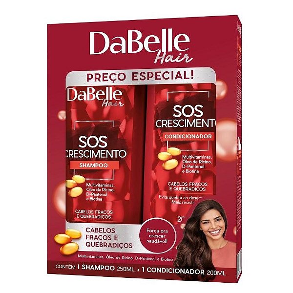 Dabelle Shampoo Fortalecedor 250ml + Condicionador Hidratante 175ml SOS Crescimento
