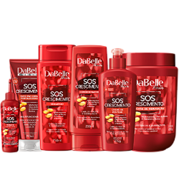 Dabelle Kit SOS Crescimento Shampoo 250ml e Condicionador 175ml + Máscara Fortalecimento 800g + Creme de Pentear 270g + Óleo em Creme 190ml + Tônico 100ml