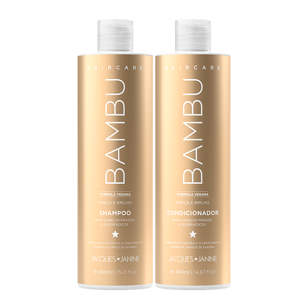 Kit Jacques Janine Hair Care Bambu Shampoo 450ml Condicionador Leave-In 440ml