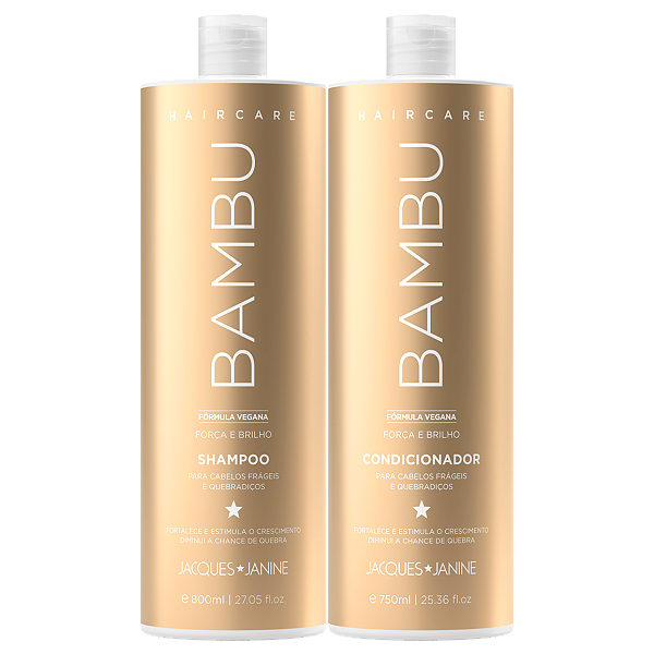 Kit Jacques Janine Hair Care Bambu Shampoo 800ml Condicionador Leave-In 750ml