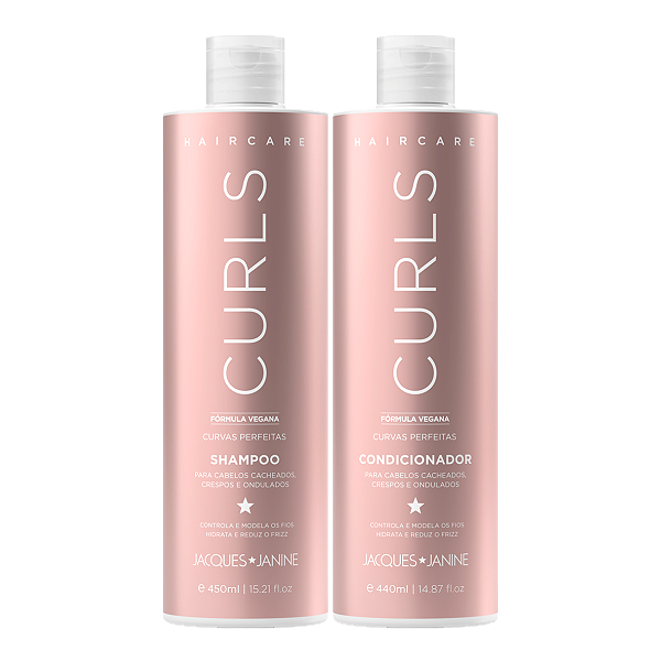 Kit Jacques Janine Hair Care Curls Shampoo 450ml Condicionador Leave-In 440ml
