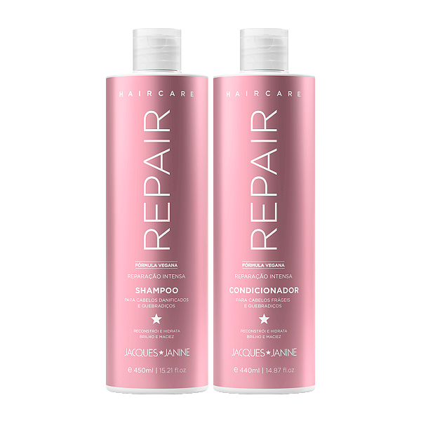 Kit Jacques Janine Hair Care Repair Shampoo 450ml Condicionador Leave-In 440ml