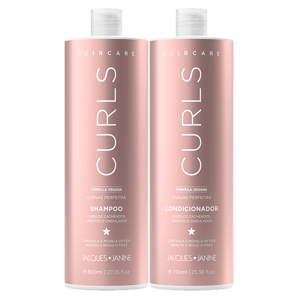 Kit Jacques Janine Hair Care Curls Shampoo 800ml Condicionador Leave-In 750ml