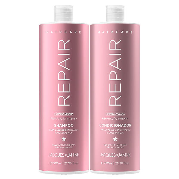 Kit Jacques Janine Hair Care Repair Shampoo 800ml Condicionador Leave-In 750ml