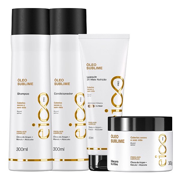 Kit Eico Pro Óleo Sublime Shampoo 300ml Condicionador 300ml Máscara Nutrição 300g Leave-In Finalizador 200ml